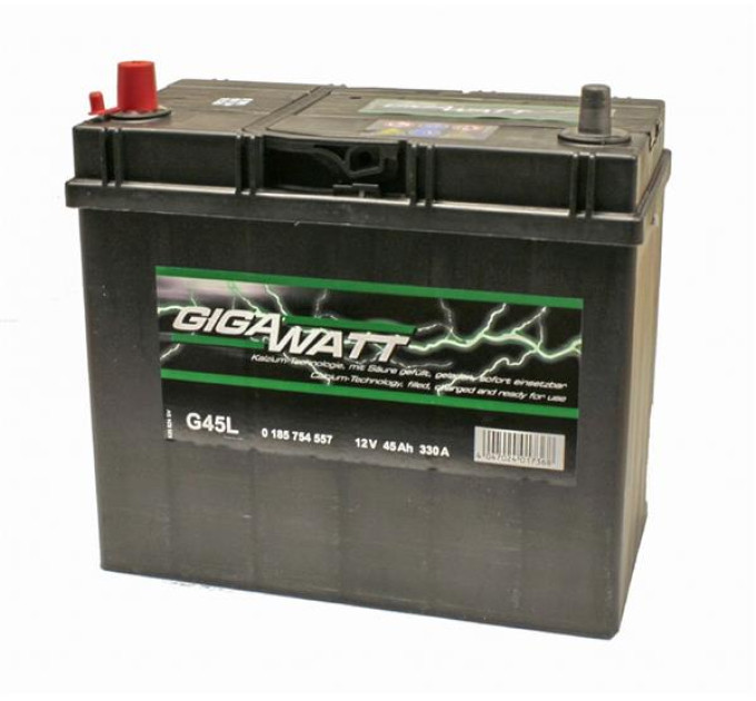 Акумулятор GIGAWATT ASIA 45А ЛІВИЙ [+] 12V 45AH 330A