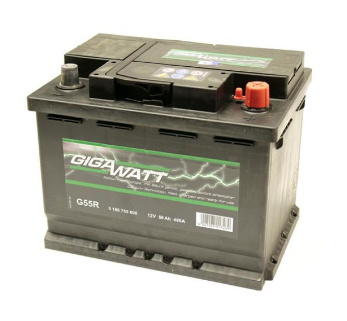 Акумулятор GIGAWATT 56Ah 12V 480A – якісна батарея для вашого автомобіля