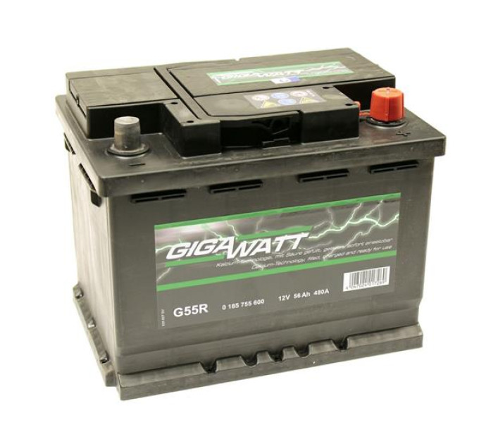 Акумулятор GIGAWATT 56Ah 12V 480A – якісна батарея для вашого автомобіля