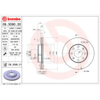 Диск гальмівний передній BREMBO CHEVROLET AVEO / KALOS ЛІФТБЕК (T200) 1.5 2003.01-2008.12