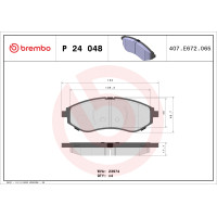 Колодки гальмівні дискові ПЕРЕДН CHEVROLET AVEO / KALOS ЛІФТБЕК (T200) 1.5 2003.01-2008.12  BREMBO 