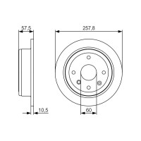 Диск гальмівний ЗАДН CHEVROLET LACETTI 05-, DAEWOO NUBIRA 03- (OE 96549630)  BOSCH 
