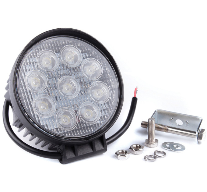 ФАРА ДЕННОГО СВІТЛА LED, 9X3W, IP67, АЛЮМІНІЄВИЙ КОРПУС, 128×110×58 ММ, 180 М, 2025 ЛМ